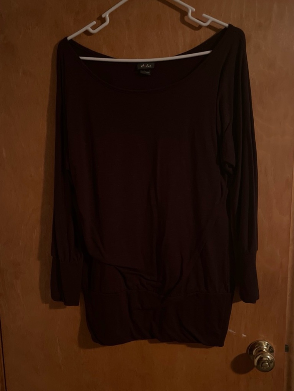 Classic Women's Long Sleeve Scoop Neck Top - Deep Brown
